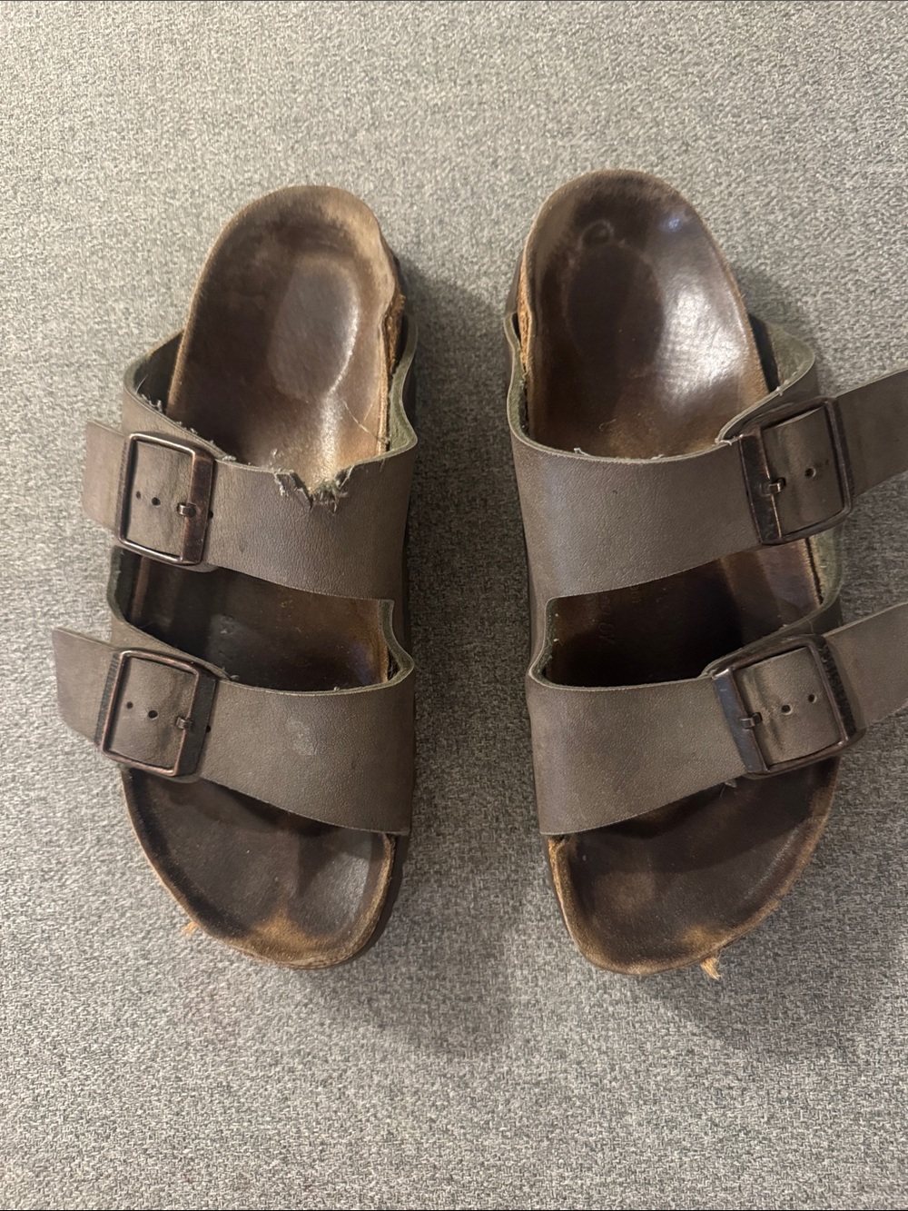 Brown Double Buckle Slide Sandals